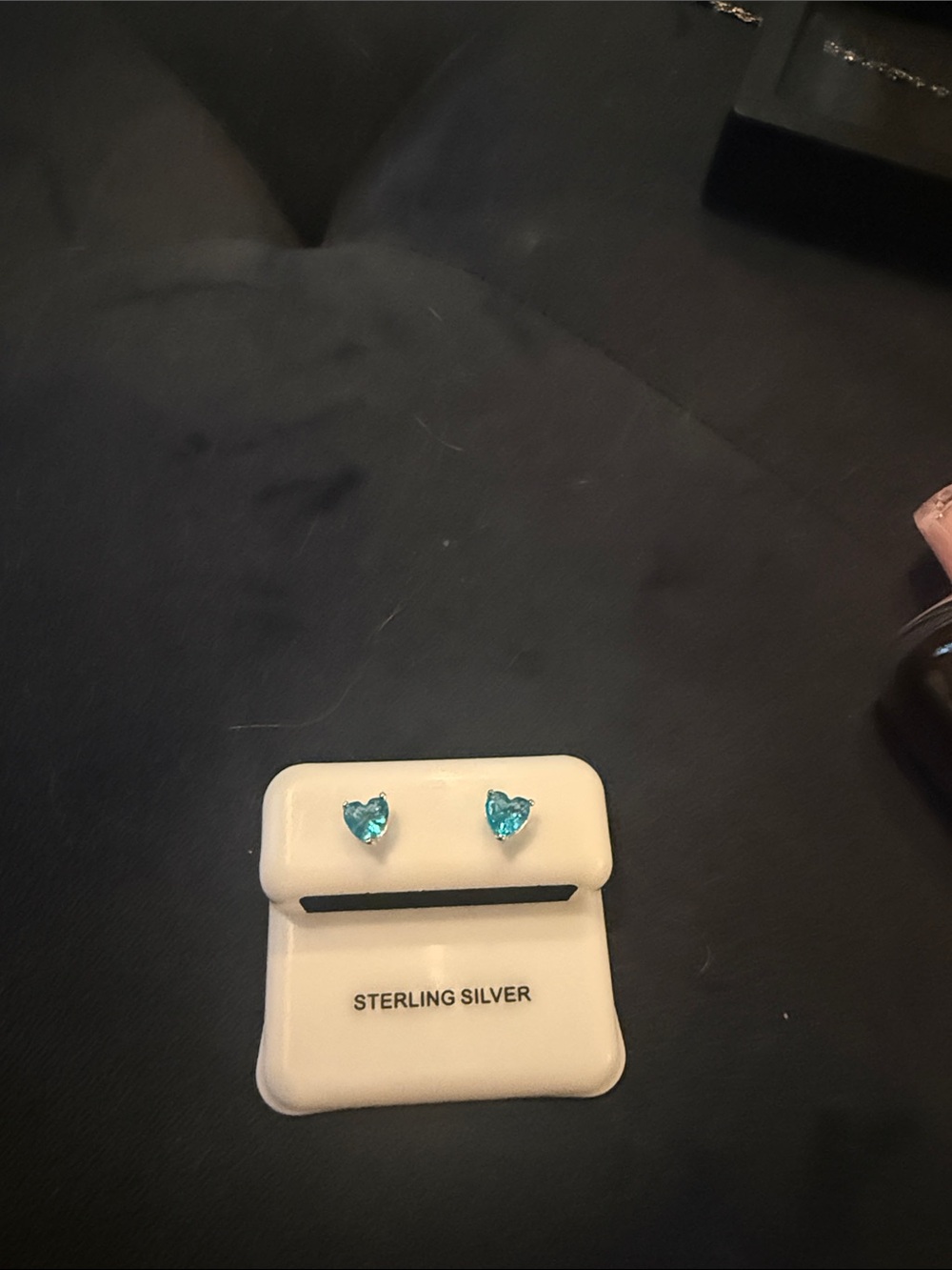 Sterling Silver Heart Stud Earrings with Blue aqua Maureen Gemstone